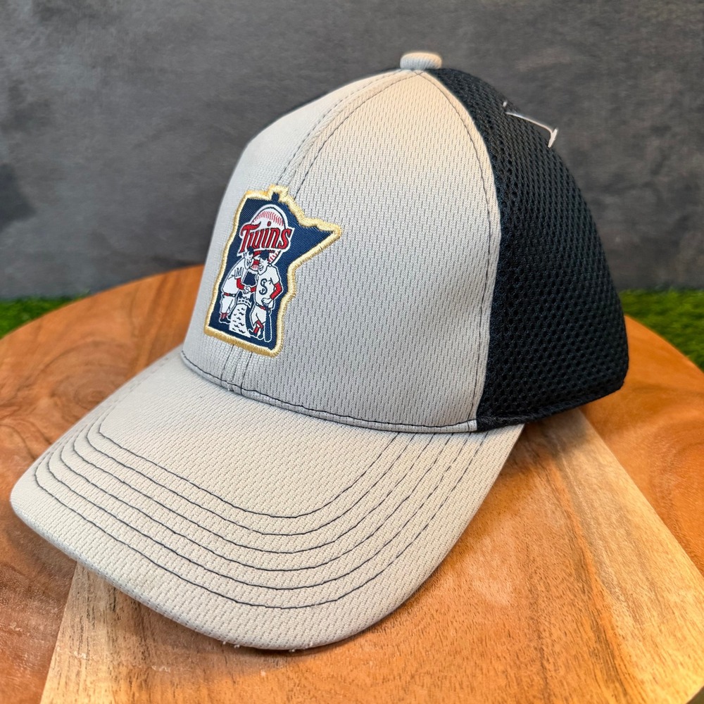 Minnesota Twins DQ Baseball Cap Mens One Size Fits Most Gray Mesh Trucker Hat